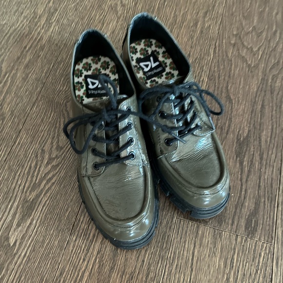 Dirty Laundry “Noyze” Dark Olive Chunky Heel Lug Oxford Lace-up Shoes - Picture 7 of 10